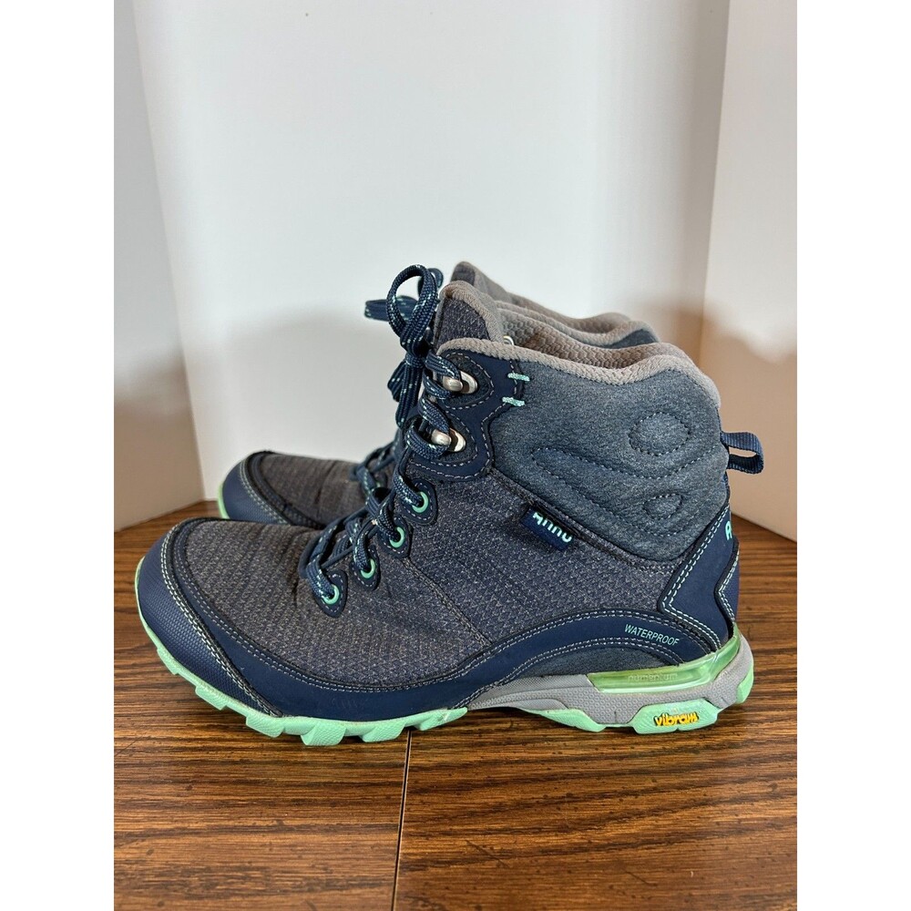 Ahnu By Teva Sugarpine High Waterproof Size 8 Vibram Hiking Boots Blue Gray - Picture 3 of 7